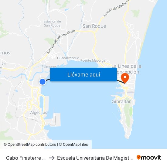 Cabo Finisterre - Porto Albo to Escuela Universitaria De Magisterio Virgen De Europa map