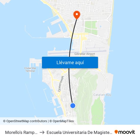 Morello's Ramp (Gibraltar) to Escuela Universitaria De Magisterio Virgen De Europa map