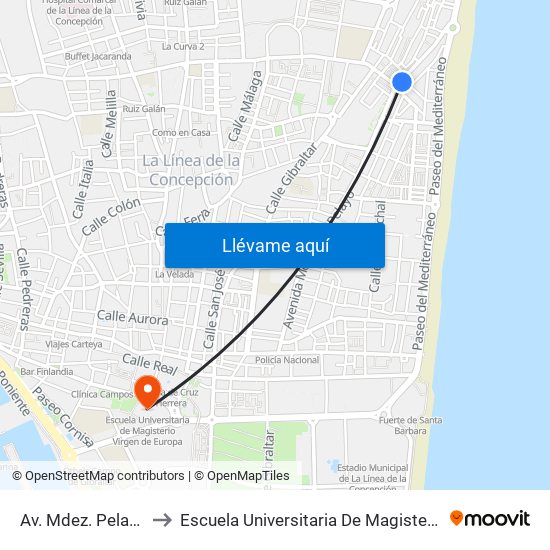 Av. Mdez. Pelayo - El Poni to Escuela Universitaria De Magisterio Virgen De Europa map