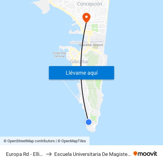 Europa Rd - Elliot's Battery to Escuela Universitaria De Magisterio Virgen De Europa map