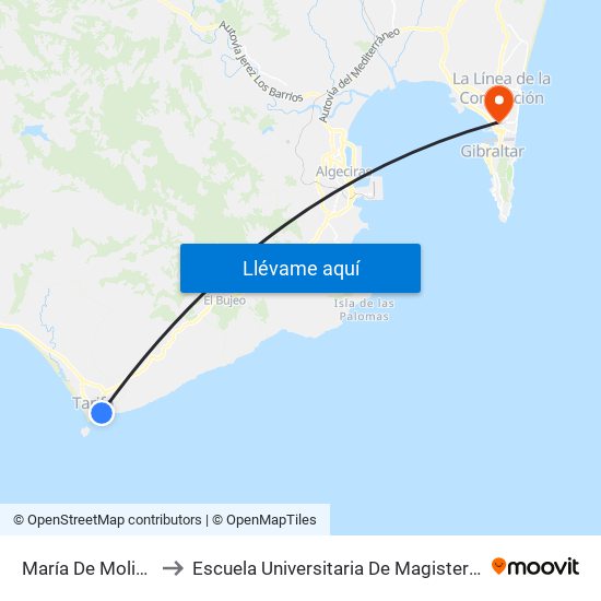 María De Molina - Caleta to Escuela Universitaria De Magisterio Virgen De Europa map