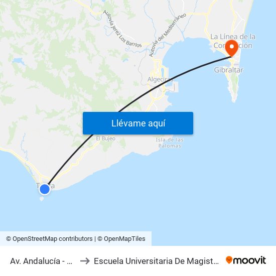Av. Andalucía - Puerta Jerez to Escuela Universitaria De Magisterio Virgen De Europa map