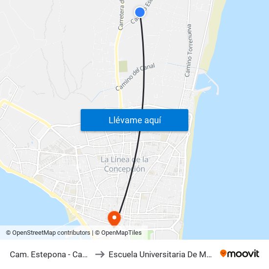 Cam. Estepona - Cam. Los Camachuelos to Escuela Universitaria De Magisterio Virgen De Europa map