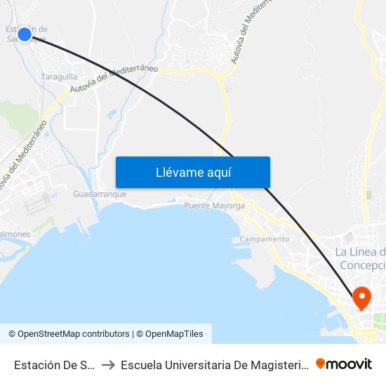 Estación De San Roque to Escuela Universitaria De Magisterio Virgen De Europa map