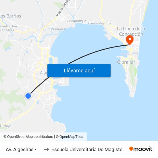 Av. Algeciras - Esperanza to Escuela Universitaria De Magisterio Virgen De Europa map