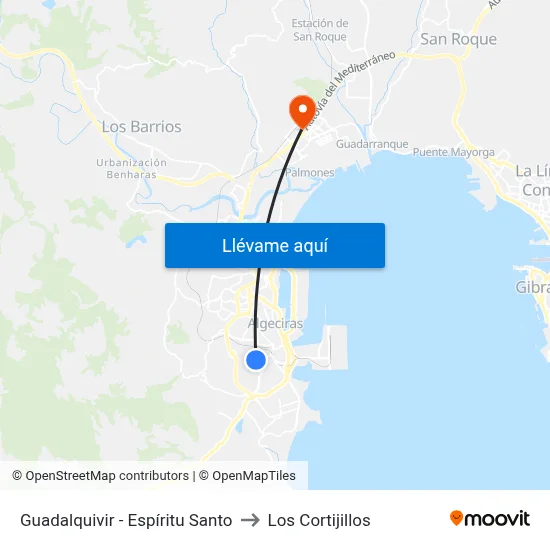 Guadalquivir - Espíritu Santo to Los Cortijillos map