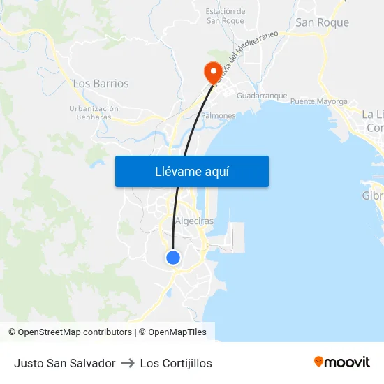 Justo San Salvador to Los Cortijillos map