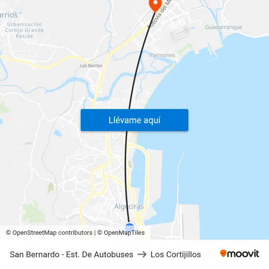 San Bernardo - Estación De Autobuses to Los Cortijillos map