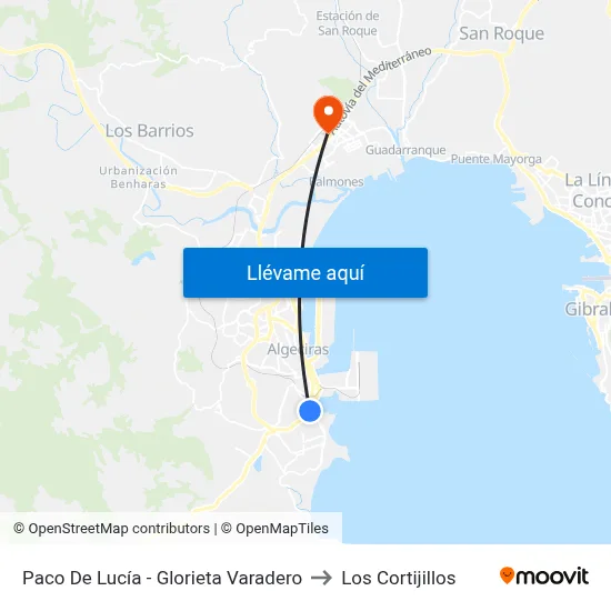 Paco De Lucía - Glorieta Varadero to Los Cortijillos map