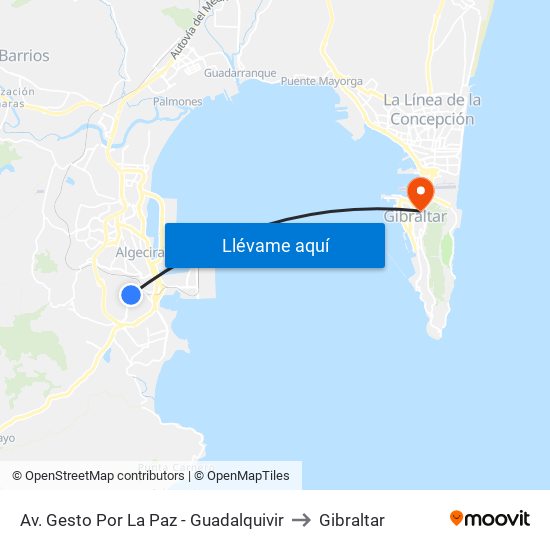 Av. Gesto Por La Paz - Guadalquivir to Gibraltar map