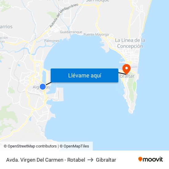 Avda. Virgen Del Carmen - Rotabel to Gibraltar map
