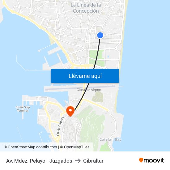 Av. Menéndez Pelayo - Juzgados to Gibraltar map