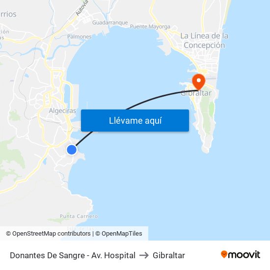 Donantes De Sangre - Av. Hospital to Gibraltar map