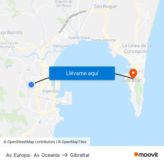 Av. Europa - Av. Oceanía to Gibraltar map