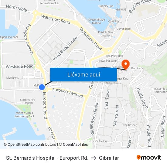 St. Bernard's Hospital - Europort Rd. to Gibraltar map