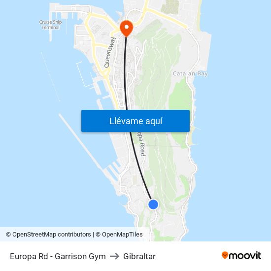 Europa Rd - Garrison Gym to Gibraltar map