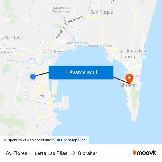 Av. Flores - Huerta Las Pilas to Gibraltar map