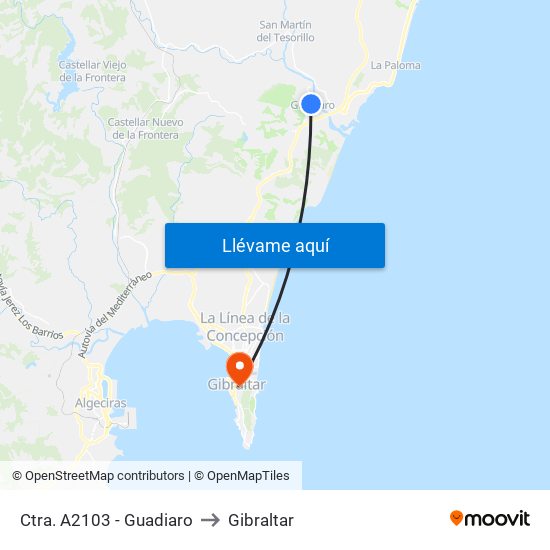 Ctra. A2103 - Guadiaro to Gibraltar map