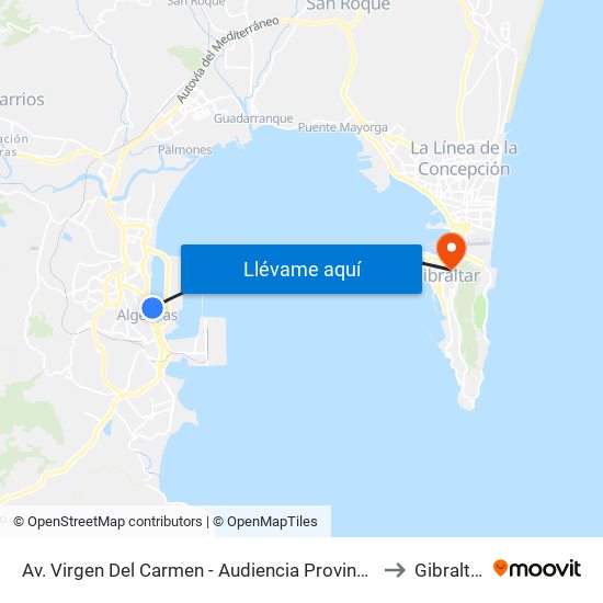 Av. Virgen Del Carmen - Audiencia Provincial to Gibraltar map