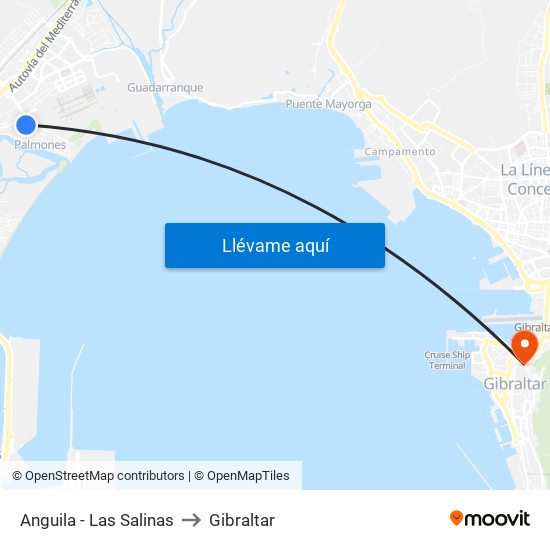 Anguila - Las Salinas to Gibraltar map