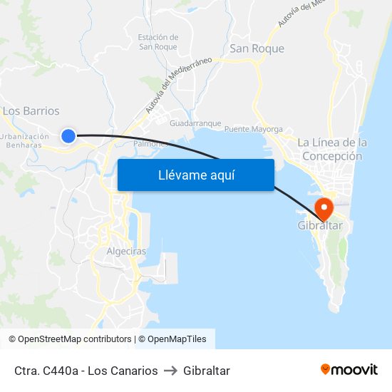 Ctra. C440a - Los Canarios to Gibraltar map