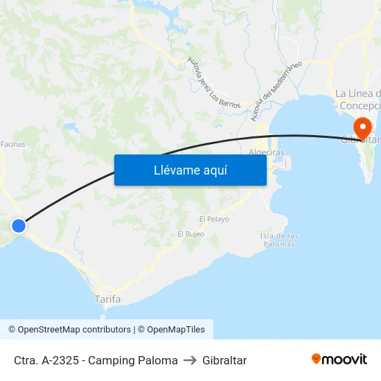 Ctra. A-2325 - Camping Paloma to Gibraltar map