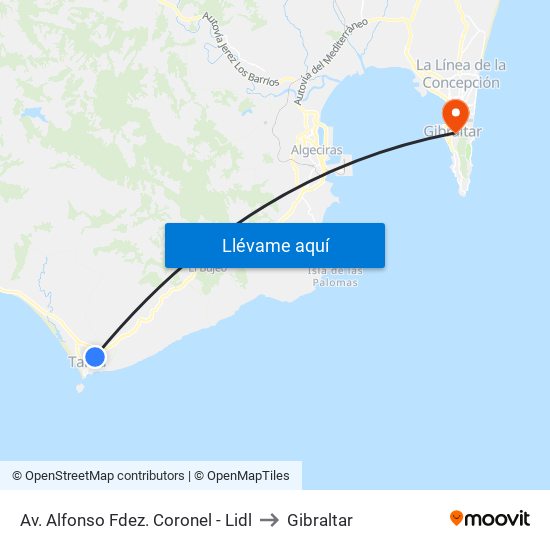 Av. Alfonso Fdez. Coronel - Lidl to Gibraltar map