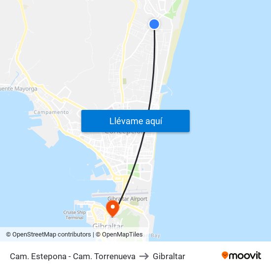 Cam. Estepona - Cam. Torrenueva to Gibraltar map