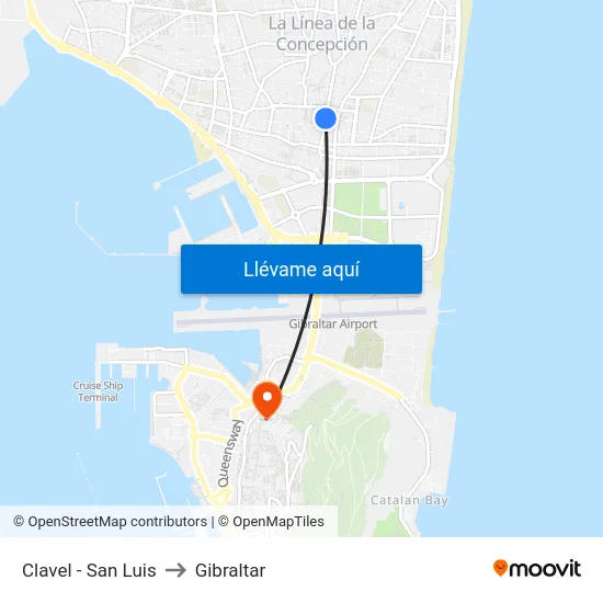 Clavel - San Luis to Gibraltar map