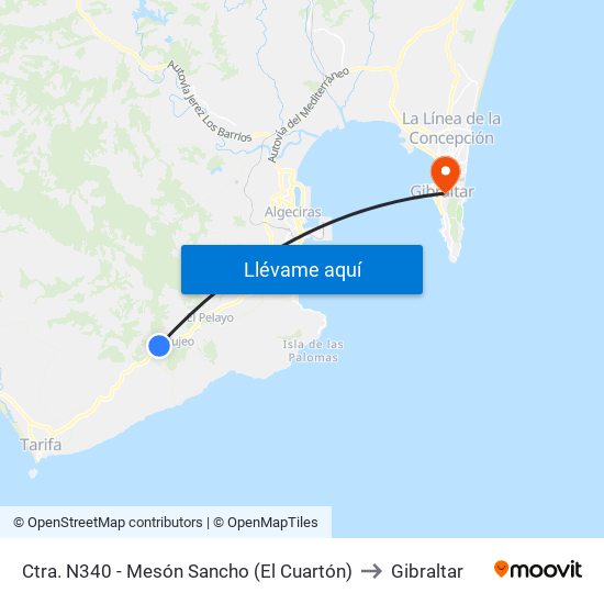 Ctra. N340 - Mesón Sancho (El Cuartón) to Gibraltar map