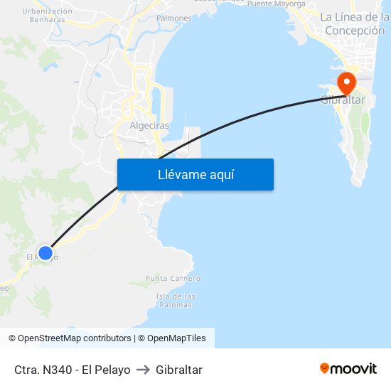 Ctra. N340 - El Pelayo to Gibraltar map