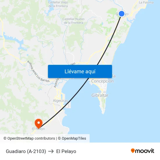 Guadiaro (A-2103) to El Pelayo map
