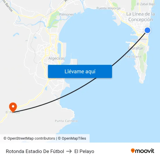 Rotonda Estadio De Fútbol to El Pelayo map