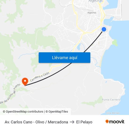 Polaris - Mercadona to El Pelayo map