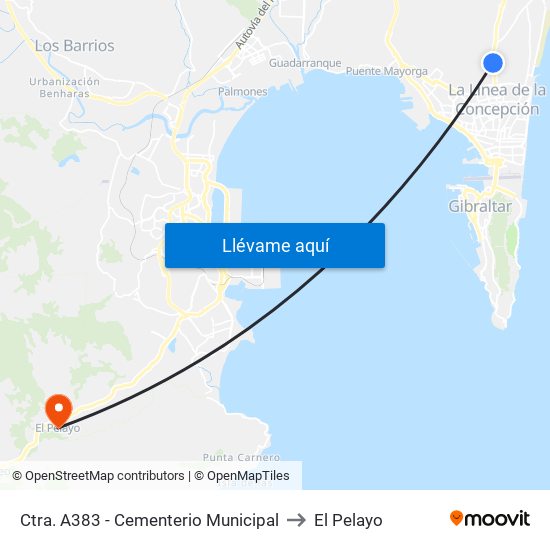 Ctra. A383 - Cementerio Municipal to El Pelayo map