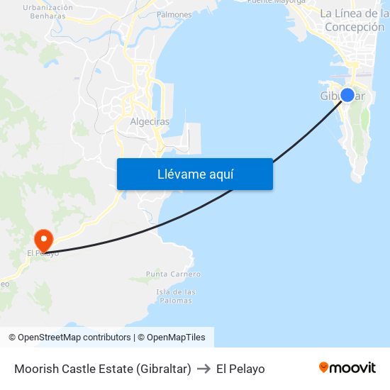 Moorish Castle Estate (Gibraltar) to El Pelayo map