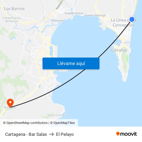 Cartagena - Bar Salas to El Pelayo map