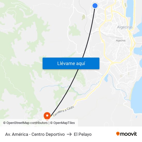 Av. América - Urb. Los Jardines to El Pelayo map