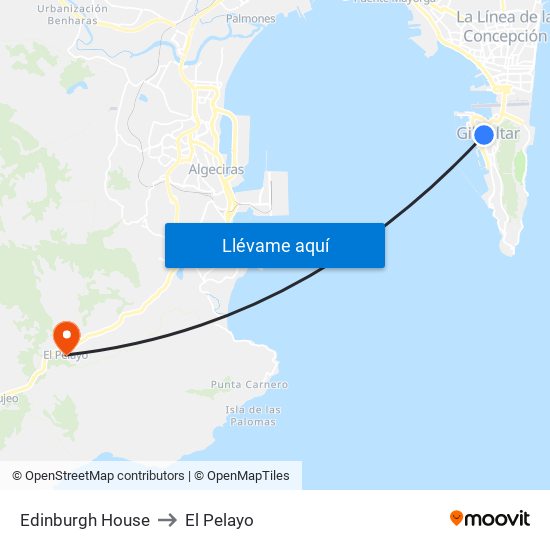Edinburgh House to El Pelayo map