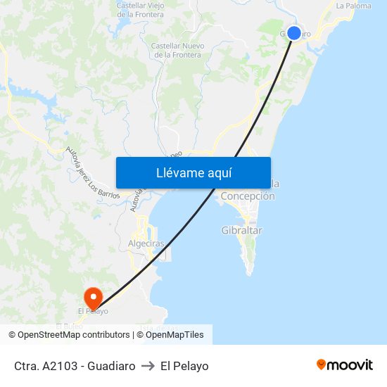 Ctra. A2103 - Guadiaro to El Pelayo map