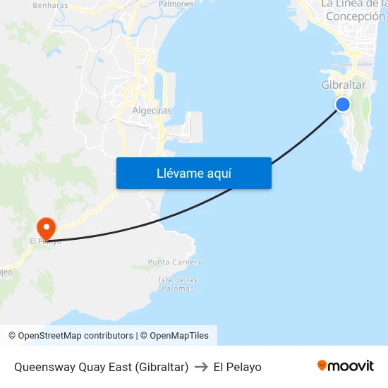 Queensway Quay East (Gibraltar) to El Pelayo map
