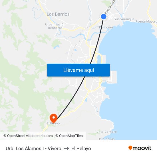 Urb. Los Álamos I - Vivero to El Pelayo map