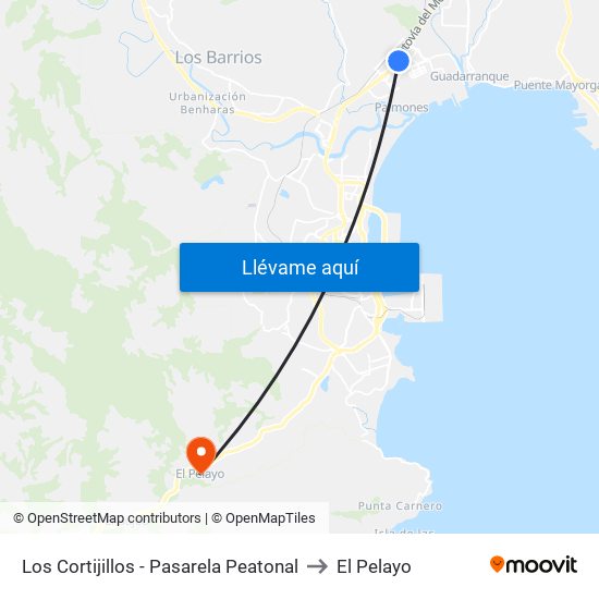 Los Cortijillos - Pasarela Peatonal to El Pelayo map