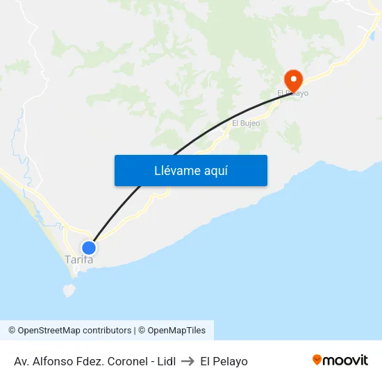 Av. Alfonso Fdez. Coronel - Lidl to El Pelayo map
