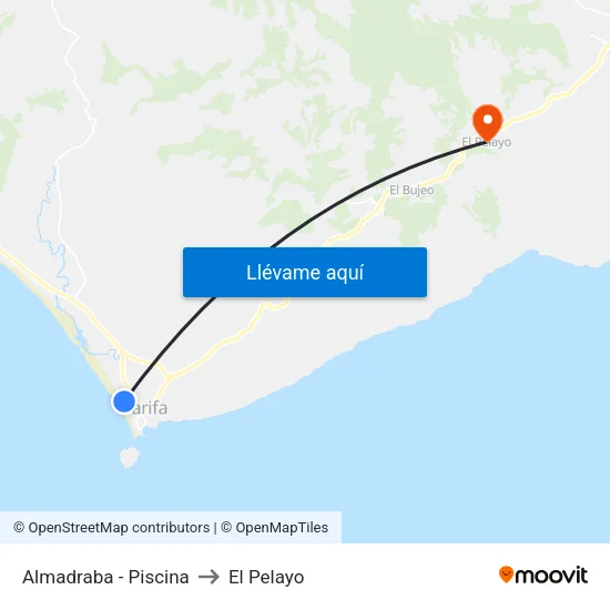Almadraba - Piscina to El Pelayo map