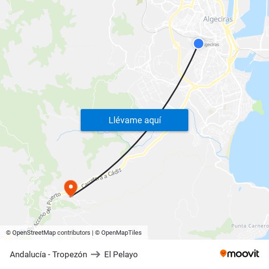 Andalucía - Tropezón to El Pelayo map