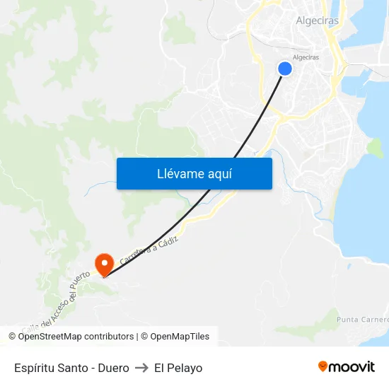 Espíritu Santo - Duero to El Pelayo map