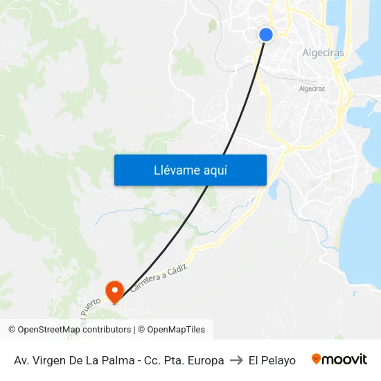 Av. Virgen De La Palma - Cc. Pta. Europa to El Pelayo map