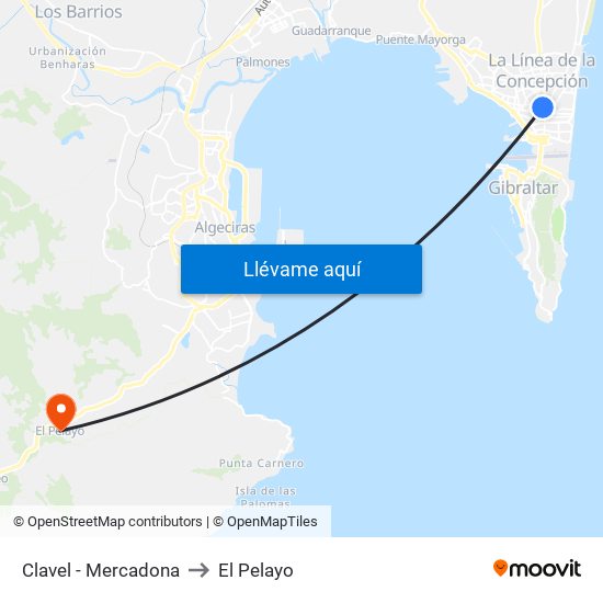 Clavel - Mercadona to El Pelayo map
