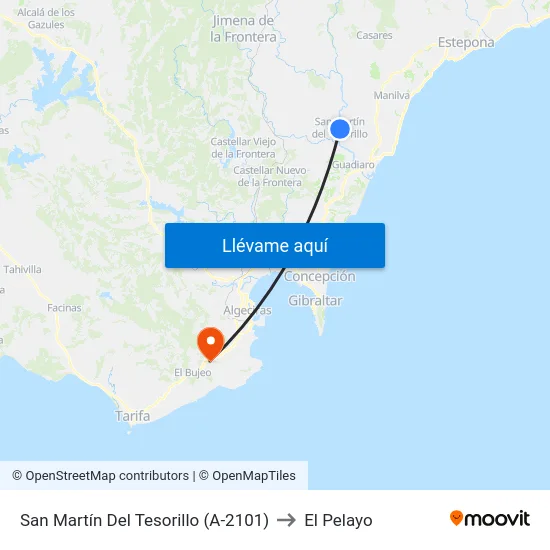 San Martín Del Tesorillo (A-2101) to El Pelayo map
